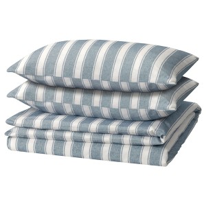 IKEA STRUTBRÄKEN duvet cover and pillowcase(s), King White / Blue / Stripe, Ikea Outlet | 5813QWMYC