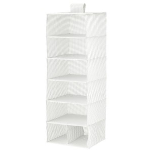IKEA STUK storage with 7 compartments, white/gray, 11 ¾x11 ¾x35 ½ in, Ikea Outlet | 7183CSJYF