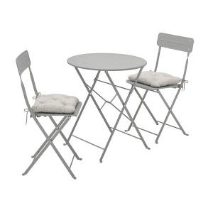 IKEA SUNDSÖ table+2 chairs, outdoor Gray / Kuddarna Gray, Ikea Outlet | 2403YAWZU