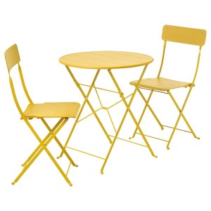IKEA SUNDSÖ table+2 chairs, outdoor Yellow / Yellow, Ikea Outlet | 0643BNKED