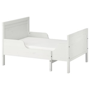 IKEA SUNDVIK ext bed frame with slatted bed base, 38 1/4x74 3/4 in White, Ikea Outlet | 1793WCMJY