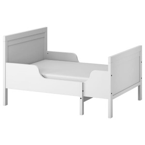 IKEA SUNDVIK ext bed frame with slatted bed base, 38 1/4x74 3/4 in Gray, Ikea Outlet | 8043DMRCH