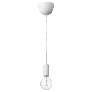 IKEA SUNNEBY / LUNNOM pendant lamp with LED bulb White / Globe Clear, Ikea Outlet | 3596XEITO