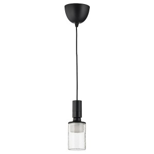 IKEA SUNNEBY / MOLNART pendant lamp with LED bulb White Textile / Tube / Shaped Patterned, Ikea Outlet | 7392LIAQC