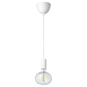 IKEA SUNNEBY / MOLNART pendant lamp with LED bulb White / Ellipse Shaped Multicolor, Ikea Outlet | 4627XOWBM