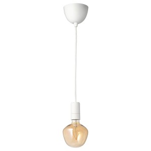 IKEA SUNNEBY / MOLNART pendant lamp with LED bulb White / Bell / Shaped Brown Clear Glass, Ikea Outlet | 5471FAIVG