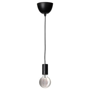IKEA SUNNEBY / MOLNART pendant lamp with LED bulb, globe/gray clear glass black, 4 in, Ikea Outlet | 0256EUHLY