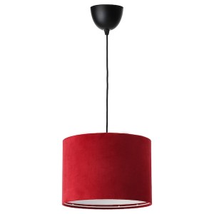 IKEA SUNNEBY / MOLNSKIKT pendant lamp, black/dark red velvet, 13 in, Ikea Outlet | 5209MQJKC