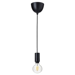 IKEA SUNNEBY / TRÅDFRI pendant lamp with LED bulb, black/smart warm white, Ikea Outlet | 9750QFPAC