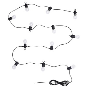IKEA SVARTRÅ LED string light with 12 lights, black/outdoor, Ikea Outlet | 9014OIBTM
