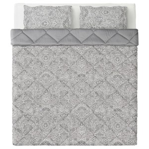 IKEA SÄVMOTT comforter and pillowcase(s), King Gray Paisley Pattern, Ikea Outlet | 4783YVCLB