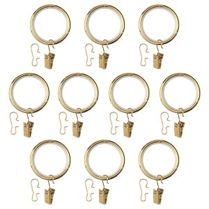 IKEA SYRLIG curtain ring with clip and hook, 1 1/2 in, 10 pack Brass Color, Ikea Outlet | 1975RIPZL