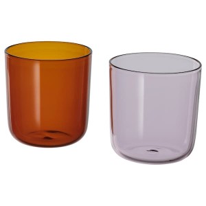 IKEA TESAMMANS glass, light pink/brown, 10 oz, 2 pack, Ikea Outlet | 2984HAPOJ