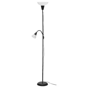 IKEA TÅGARP floor uplt/read lamp w light bulb, black/white, Ikea Outlet | 0483LOPMI
