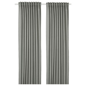 IKEA TIBAST room darkening curtains, 1 pair, 57x98 in Dark Green, Ikea Outlet | 2490LWIUA
