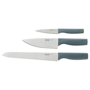 IKEA TIGERBARB 3-piece knife set, gray-turquoise, Ikea Outlet | 4207NFQKV