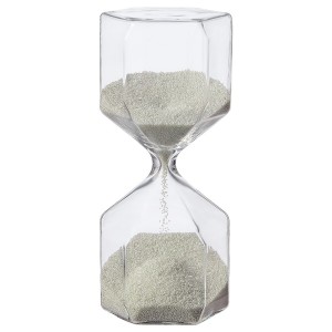 IKEA TILLSYN decorative hourglass, clear glass/white, 6 ¼ in, Ikea Outlet | 0241TLMZH