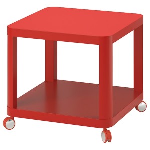 IKEA TINGBY Side table on casters, 19 5/8x19 5/8 in Red, Ikea Outlet | 9218NXZMD
