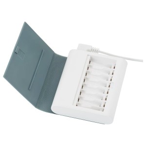IKEA TJUGO Battery charger with storage, gray-green, Ikea Outlet | 5978RZWNB