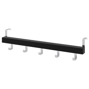 IKEA TJUSIG Wall/door rack with knobs, 23 ½ in Black, Ikea Outlet | 8245QRJZD