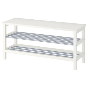 IKEA TJUSIG bench with shoe storage, white, 42 1/2x13 3/8x19 5/8 in, Ikea Outlet | 3149BLQKR