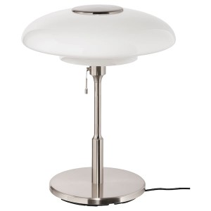 IKEA TÄLLBYN Table lamp with LED bulb, nickel plated, opal glass, Ikea Outlet | 8169FEVAM