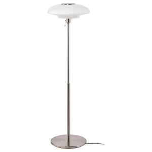 IKEA TÄLLBYN floor lamp, nickel plated/opal glass, 53 in, Ikea Outlet | 8761EYZKQ