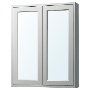 IKEA TÄNNFORSEN mirror cabinet with doors, 30x6x37 in Light Gray, Ikea Outlet | 1537NVYCU