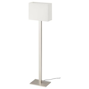 IKEA TOMELILLA floor lamp, nickel plated/white, 59 in, Ikea Outlet | 4895WIUPL