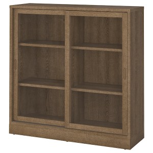 IKEA TONSTAD cabinet with sliding glass doors, 47 1/2x14 5/8x47 1/4 in Brown Stained Oak Veneer, Ikea Outlet | 7614JKLZW