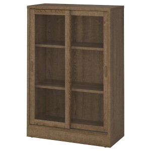IKEA TONSTAD cabinet with sliding glass doors, 32 1/8x14 5/8x47 1/4 in Brown Stained Oak Veneer, Ikea Outlet | 0476DOGBW
