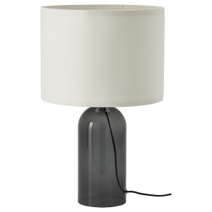 IKEA TONVIS table lamp with LED bulb, smoked glass/white, 20 in, Ikea Outlet | 5603TCYXB