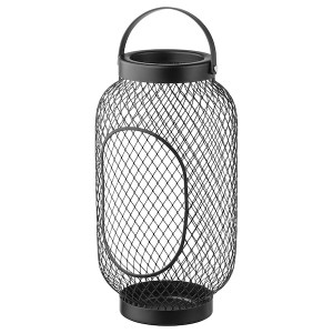 IKEA TOPPIG Lantern for block candle, black, Height: 14 ¼ in, Ikea Outlet | 8645EWQSB