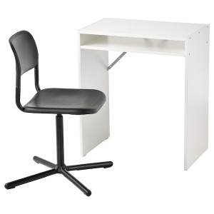 IKEA TORALD / SMÄLLEN desk and chair, white/black, Ikea Outlet | 9521OAVRZ