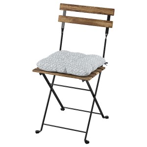 IKEA TÄRNÖ chair, outdoor, foldable Black / Light Brown Stained / Klösan Blue, Ikea Outlet | 4198DBAUY