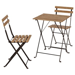 IKEA TÄRNÖ table+2 chairs, outdoor Black / Light Brown Stained, Ikea Outlet | 0274XNJHP