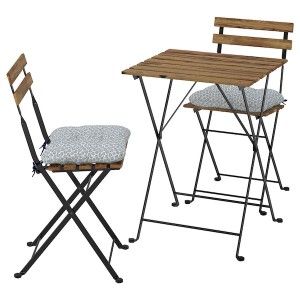 IKEA TÄRNÖ table+2 chairs, outdoor Black / Light Brown Stained / Klösan Blue, Ikea Outlet | 0294FDPBU