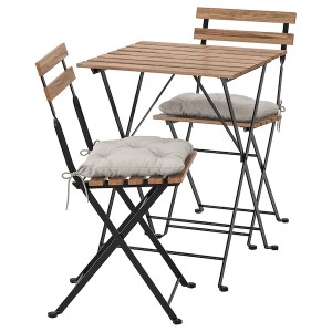 IKEA TÄRNÖ table+2 chairs, outdoor Black / Light Brown Stained / Kuddarna Gray, Ikea Outlet | 1270QZRXW