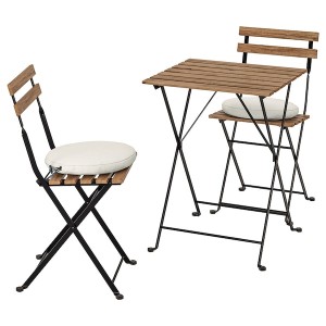 IKEA TÄRNÖ table+2 chairs, outdoor Black / Light Brown Stained / Frösön / Duvholmen Beige, Ikea Outlet | 8467RVLGA