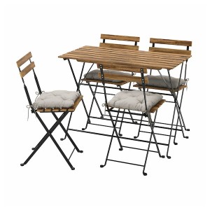IKEA TÄRNÖ table and 4 chairs, outdoor Black / Light Brown Stained / Kuddarna Gray, Ikea Outlet | 5432RFJIC