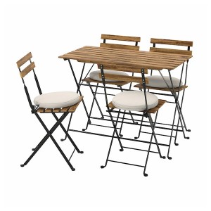 IKEA TÄRNÖ table and 4 chairs, outdoor Black / Light Brown Stained / Frösön / Duvholmen Beige, Ikea Outlet | 3081ZALFR