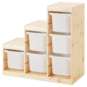 IKEA TROFAST storage combination, 37x17 3/8x35 7/8 in Light White Stained Pine / White, Ikea Outlet | 8364JDOMV