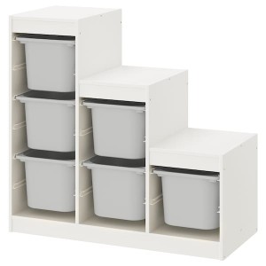 IKEA TROFAST storage combination, 39x17 3/8x37 in White / Gray, Ikea Outlet | 0936QFBES