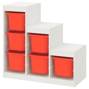 IKEA TROFAST storage combination, 39x17 3/8x37 in White / Orange, Ikea Outlet | 2967TFXIZ