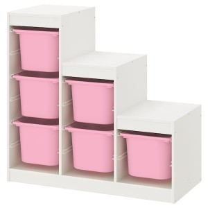 IKEA TROFAST storage combination, 39x17 3/8x37 in White / Pink, Ikea Outlet | 9421GRKXS