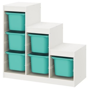 IKEA TROFAST storage combination, 39x17 3/8x37 in White / Turquoise, Ikea Outlet | 8216WYCGS