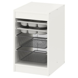 IKEA TROFAST storage combination w boxes/trays, 13 3/8x17 3/8x22 in White Gray / Dark Gray, Ikea Outlet | 0859VCJWR