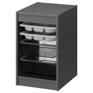 IKEA TROFAST storage combination w boxes/trays, 13 3/8x17 3/8x22 in Gray Gray / Dark Gray, Ikea Outlet | 2815OLNWG