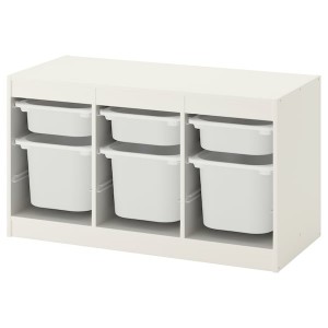 IKEA TROFAST storage combination with boxes, 39x17 3/8x22 in White / White, Ikea Outlet | 8519SABWQ