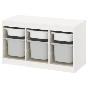 IKEA TROFAST storage combination with boxes, 39x17 3/8x22 in White / Gray, Ikea Outlet | 0812HISDY